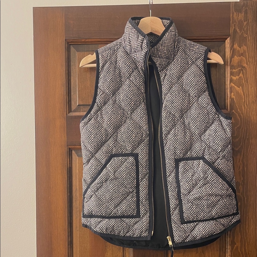 Jcrew Black and cream Herringbone Vest